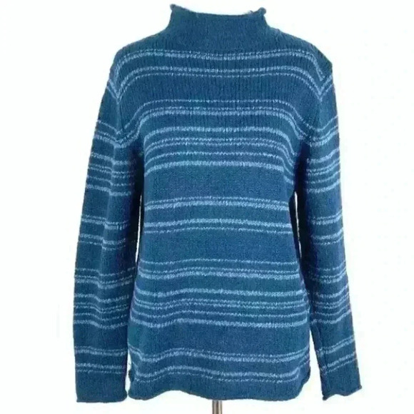 St johns bay sweater size M blue striped 15% wool - Picture 2 of 9